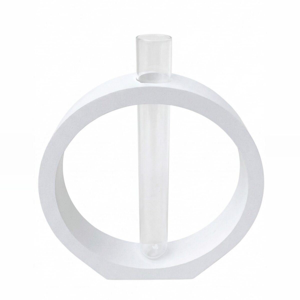 Vaso Decorativo Solitário Argola 16,5cm Artesanal em Cimento