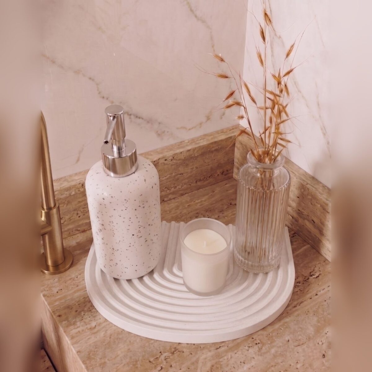 Bandeja Decorativa Arco 22cm em Cimento Artesanal