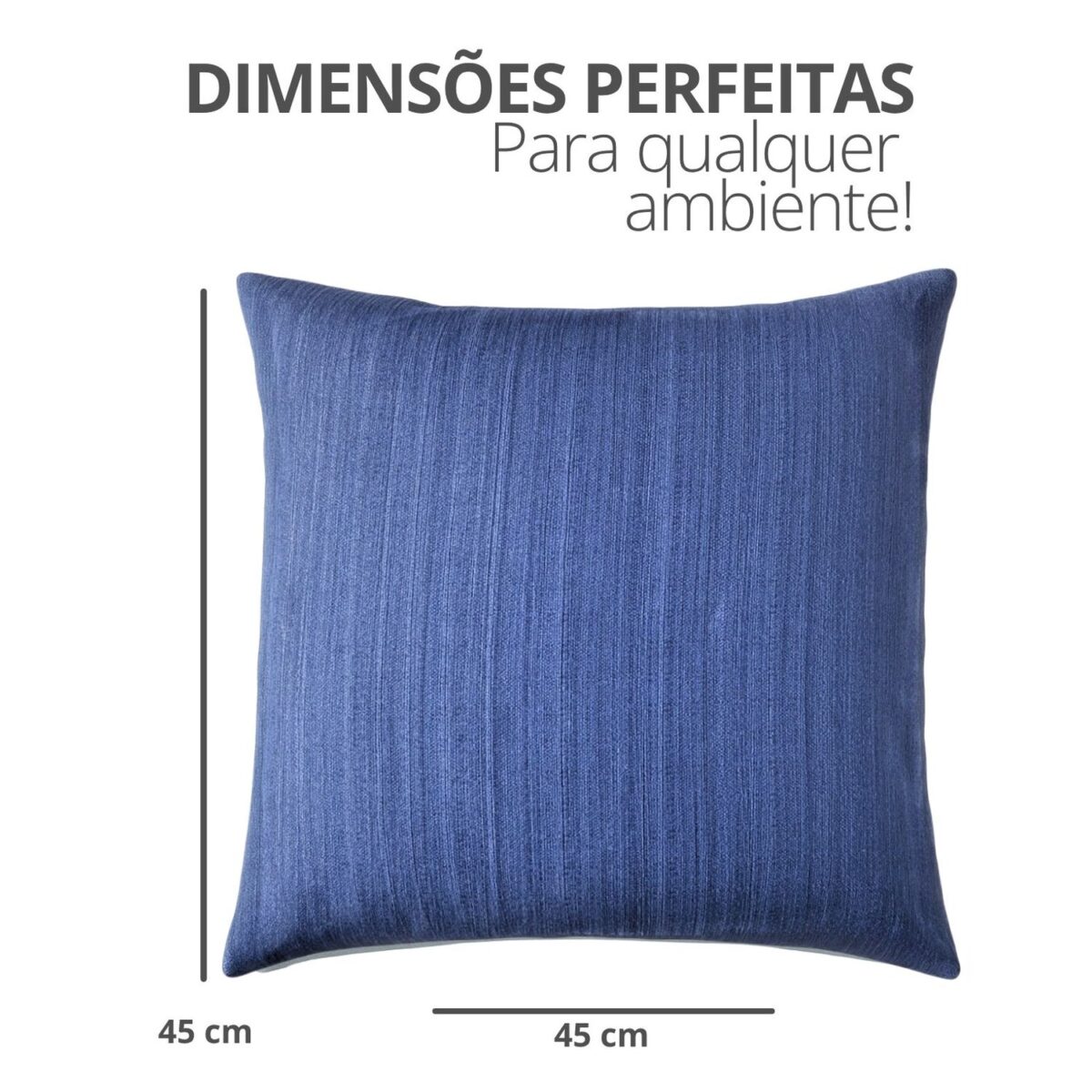Capa de Almofada 45x45cm Oceano Azul Aleta Decor Minimalista