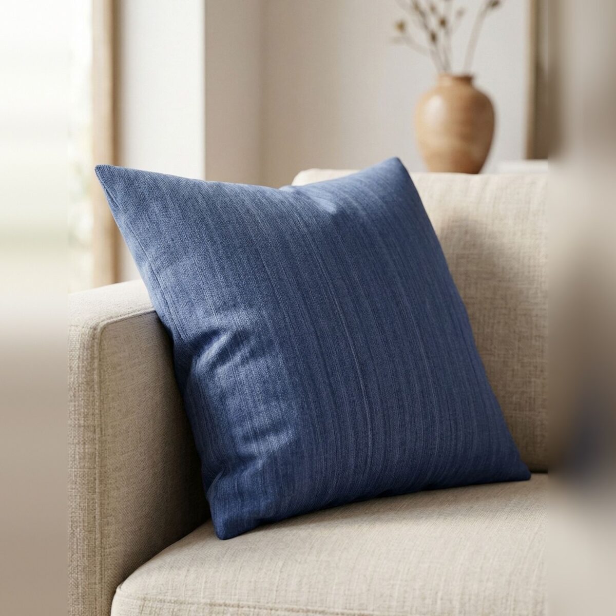 Capa de Almofada 45x45cm Oceano Azul Aleta Decor Minimalista