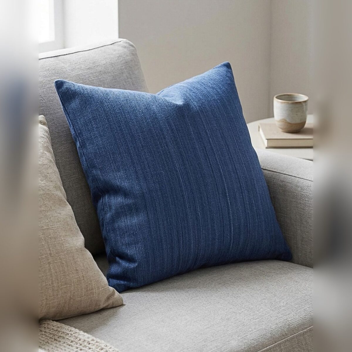 Capa de Almofada 45x45cm Oceano Azul Aleta Decor Minimalista