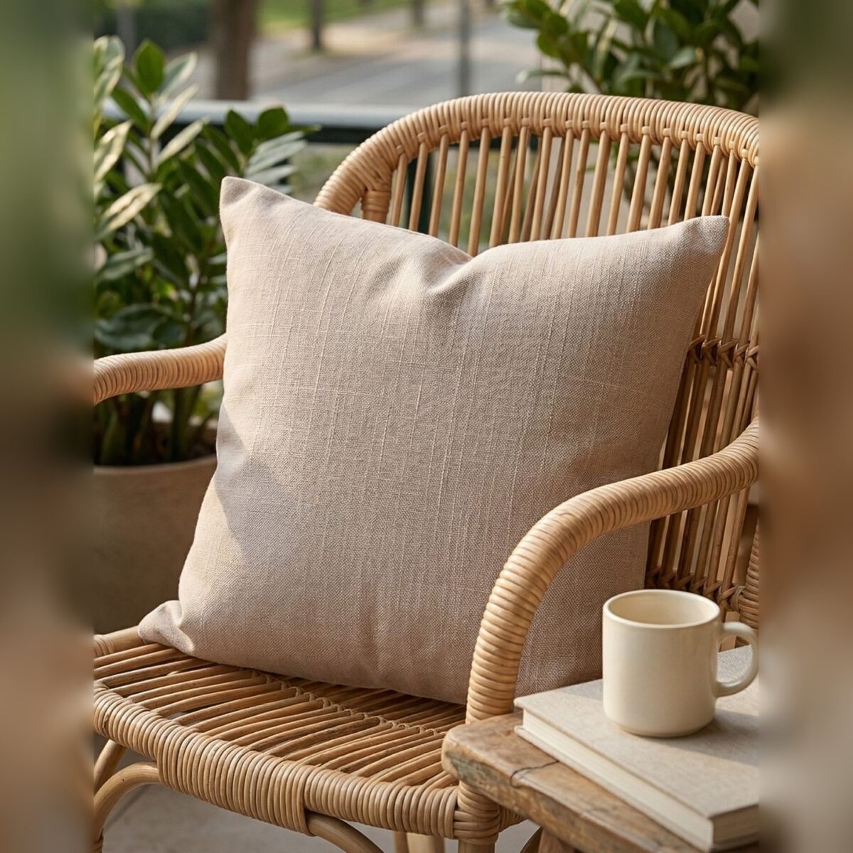 Capa de Almofada 45x45cm Areia Aleta Decor Minimalista