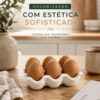 Porta Ovos Decorativo de Cimento Branco para 6 Ovos