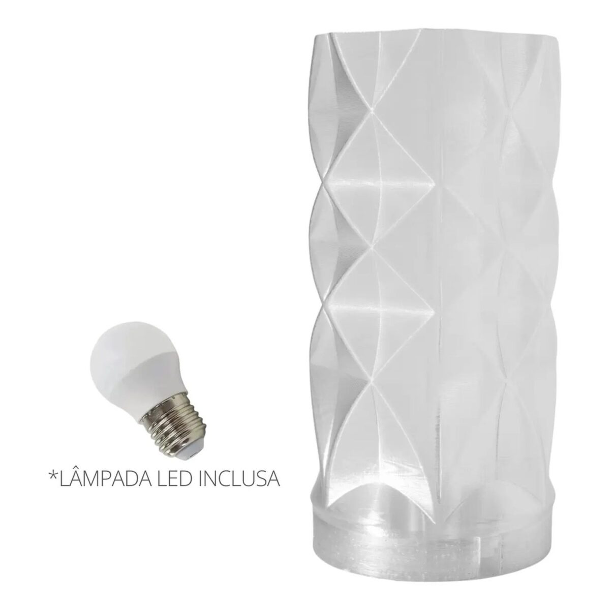 Abajur Prisma Translúcido com Lâmpada LED Inclusa