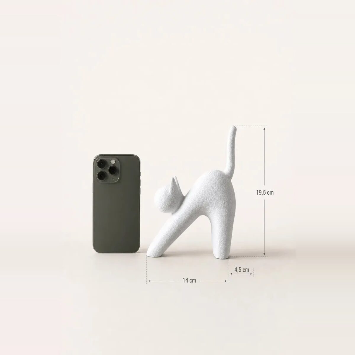 Estatueta Gato Minimalista Branca Impressa em 3D Estatueta Gato Minimalista Branca Impressa em 3D