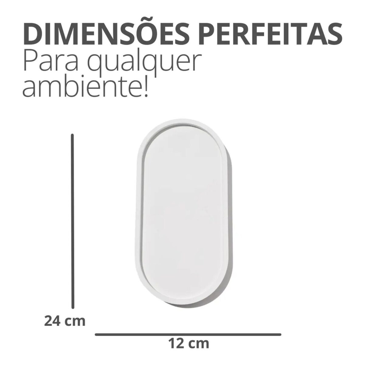 Bandeja Oval de Cimento Artesanal Branco para Decoração