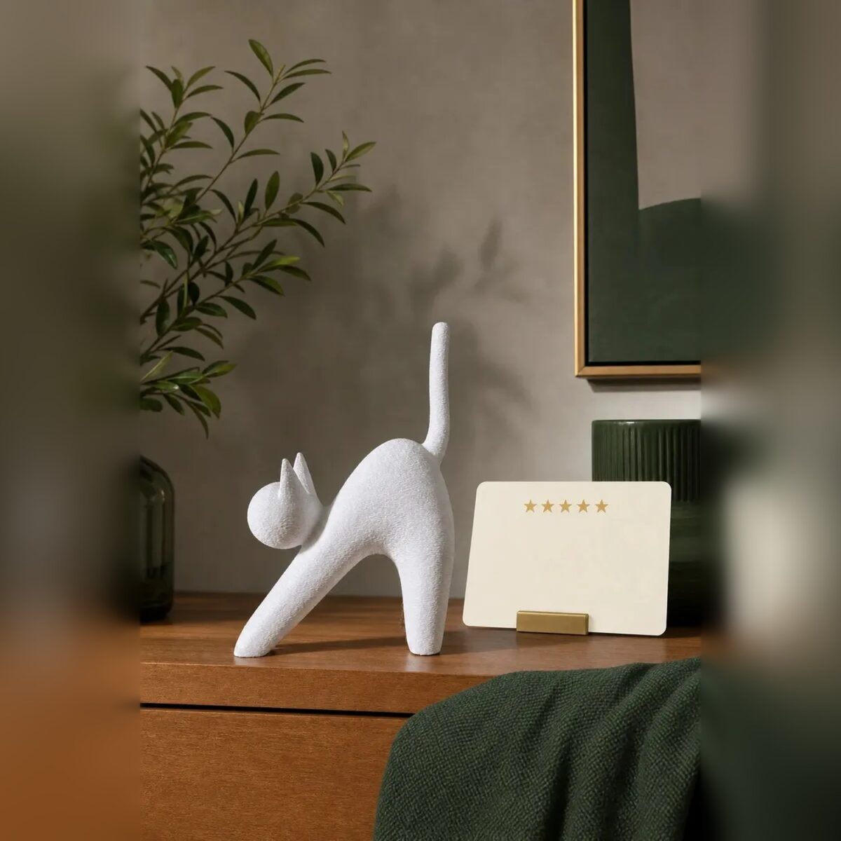 Estatueta Gato Minimalista Branca Impressa em 3D Estatueta Gato Minimalista Branca Impressa em 3D