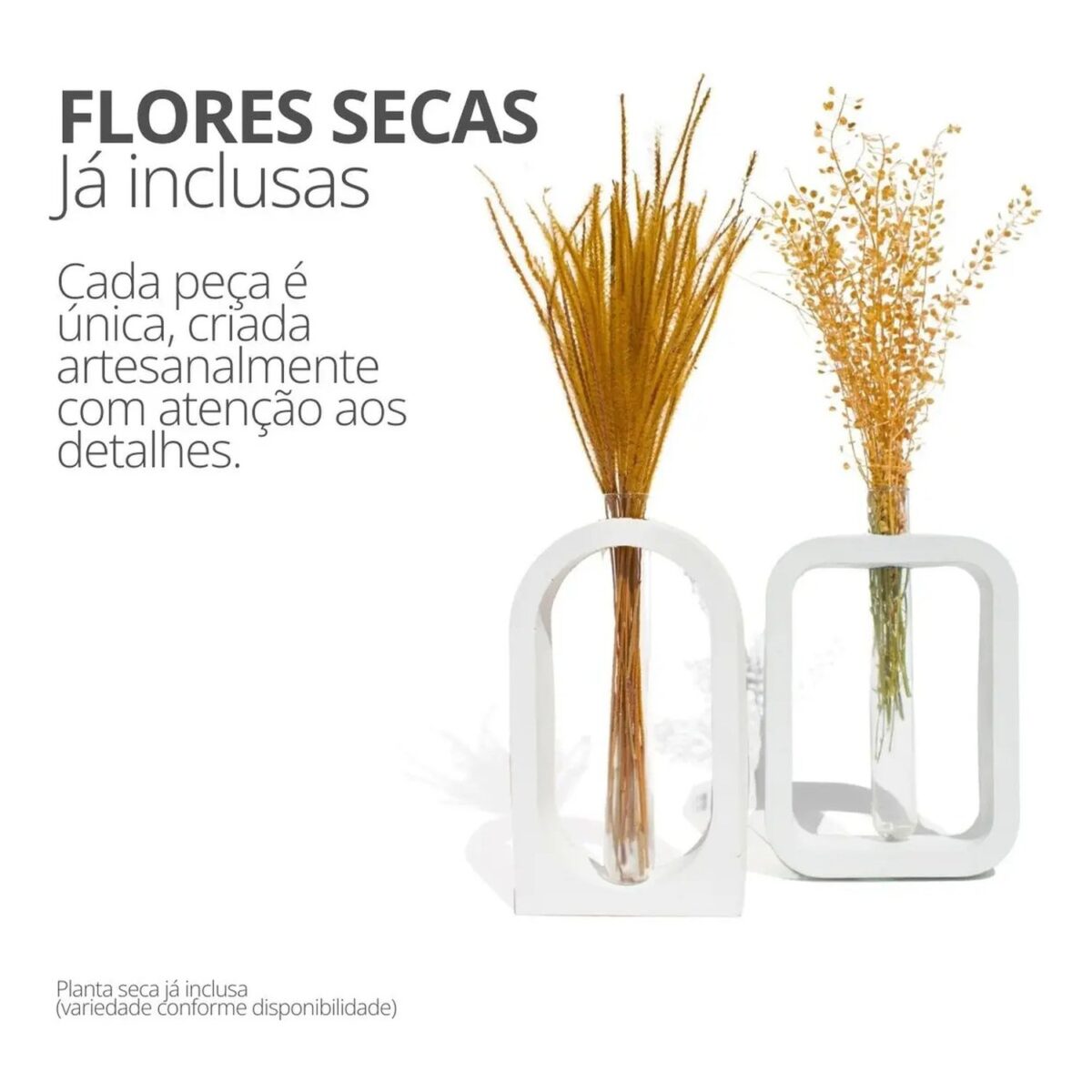 Vasos Decorativos de Cimento Branco Retangular com Janela