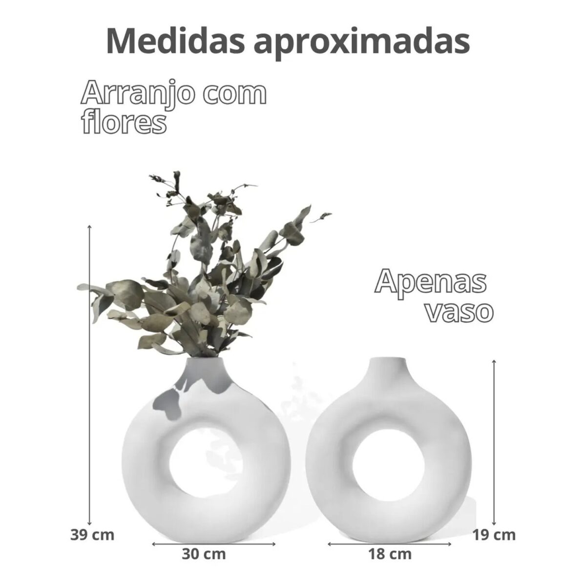Arranjo de Flores Secas com Vaso de Cimento Lua