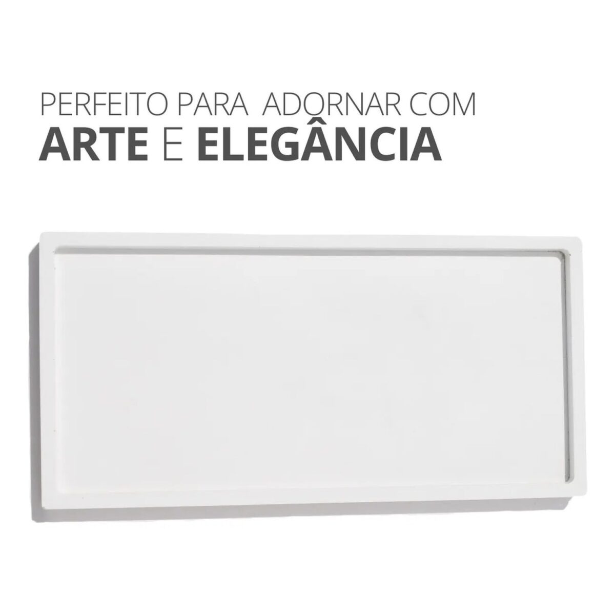 Bandeja de Cimento Branco Retangular Artesanal Aleta
