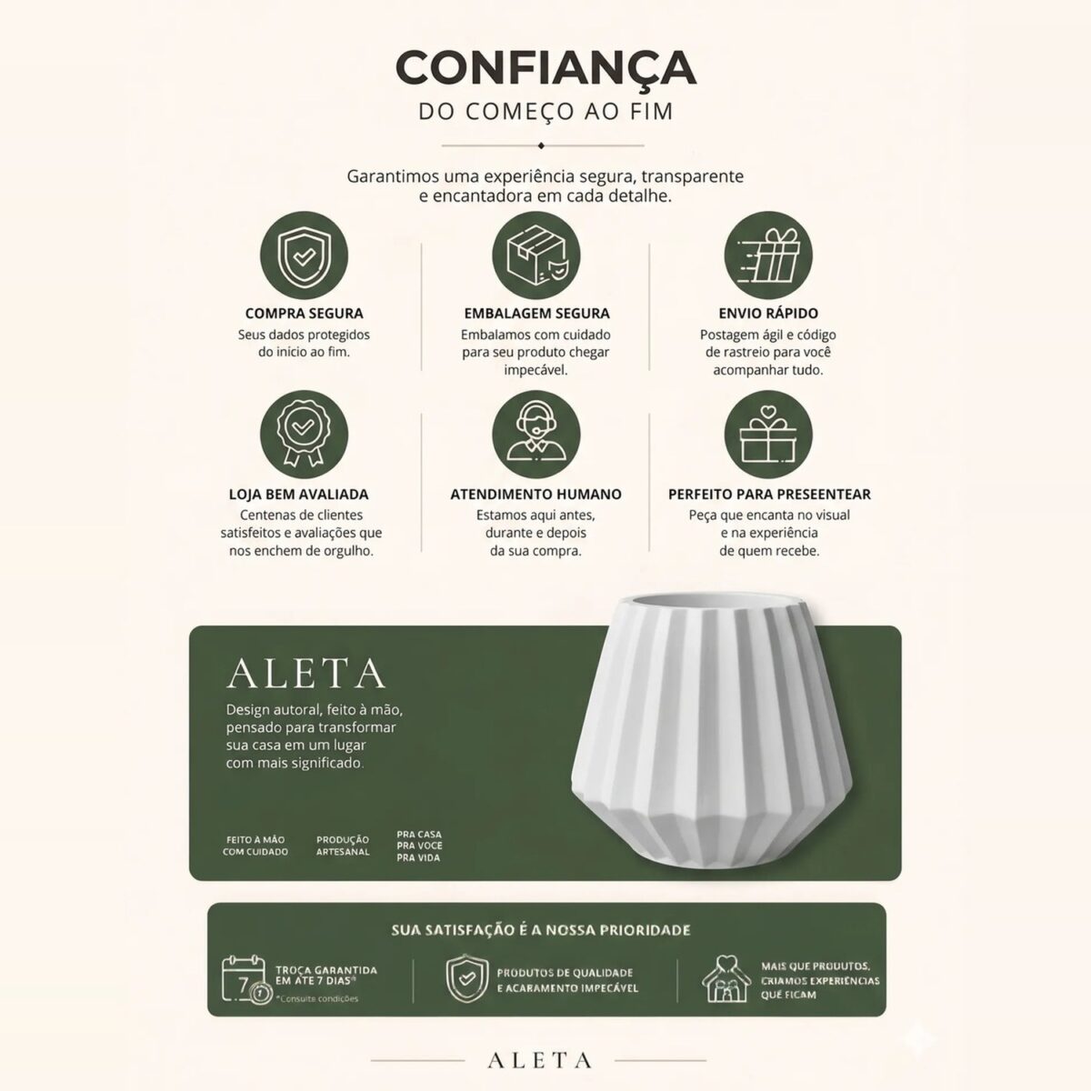 Arranjo de Flores Secas em Vaso de Cimento Diamante Aleta