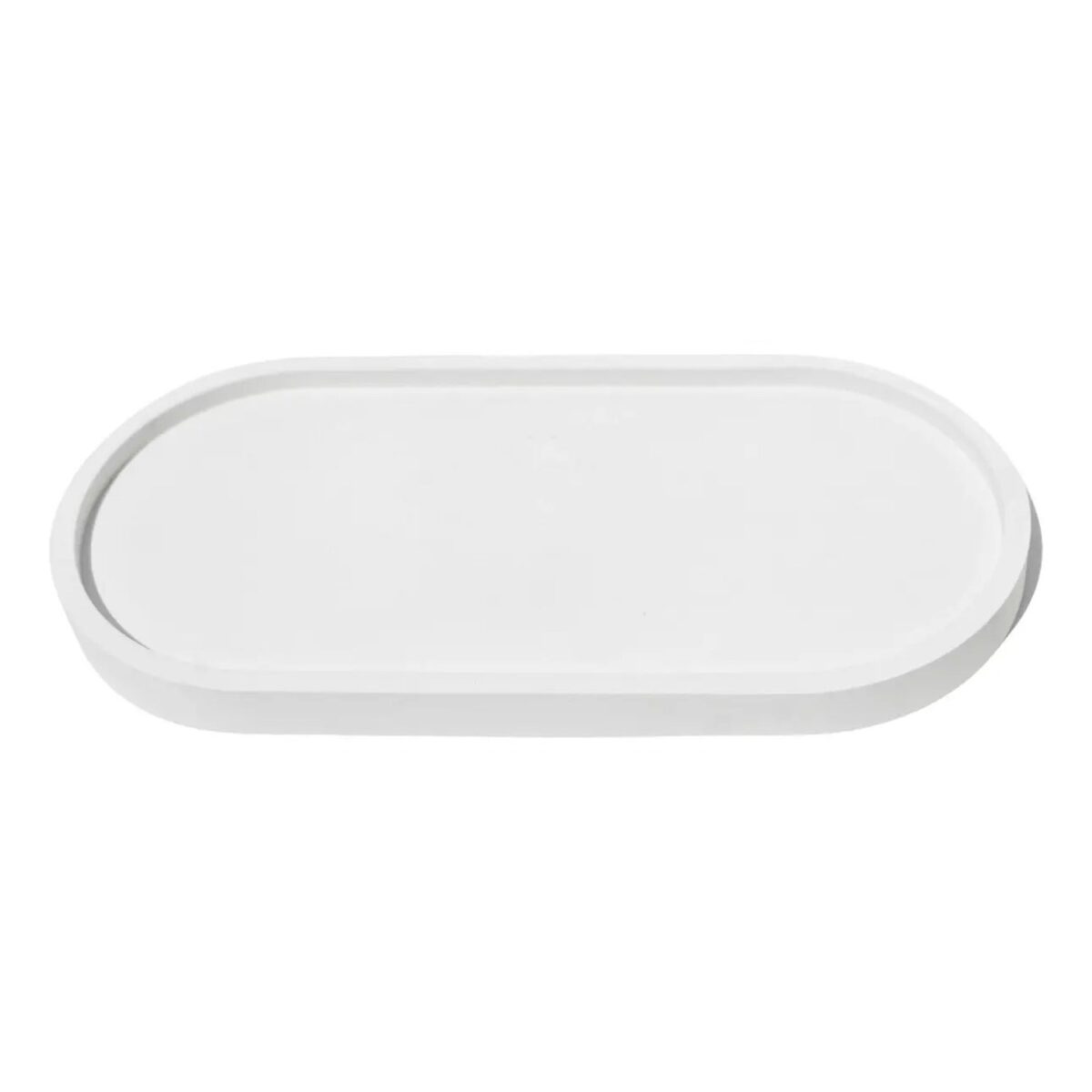 Bandeja Oval de Cimento Artesanal Branco para Decoração