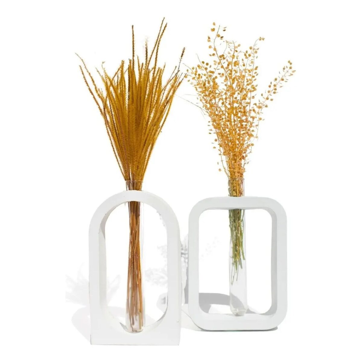 Vasos Decorativos de Cimento Branco Retangular com Janela