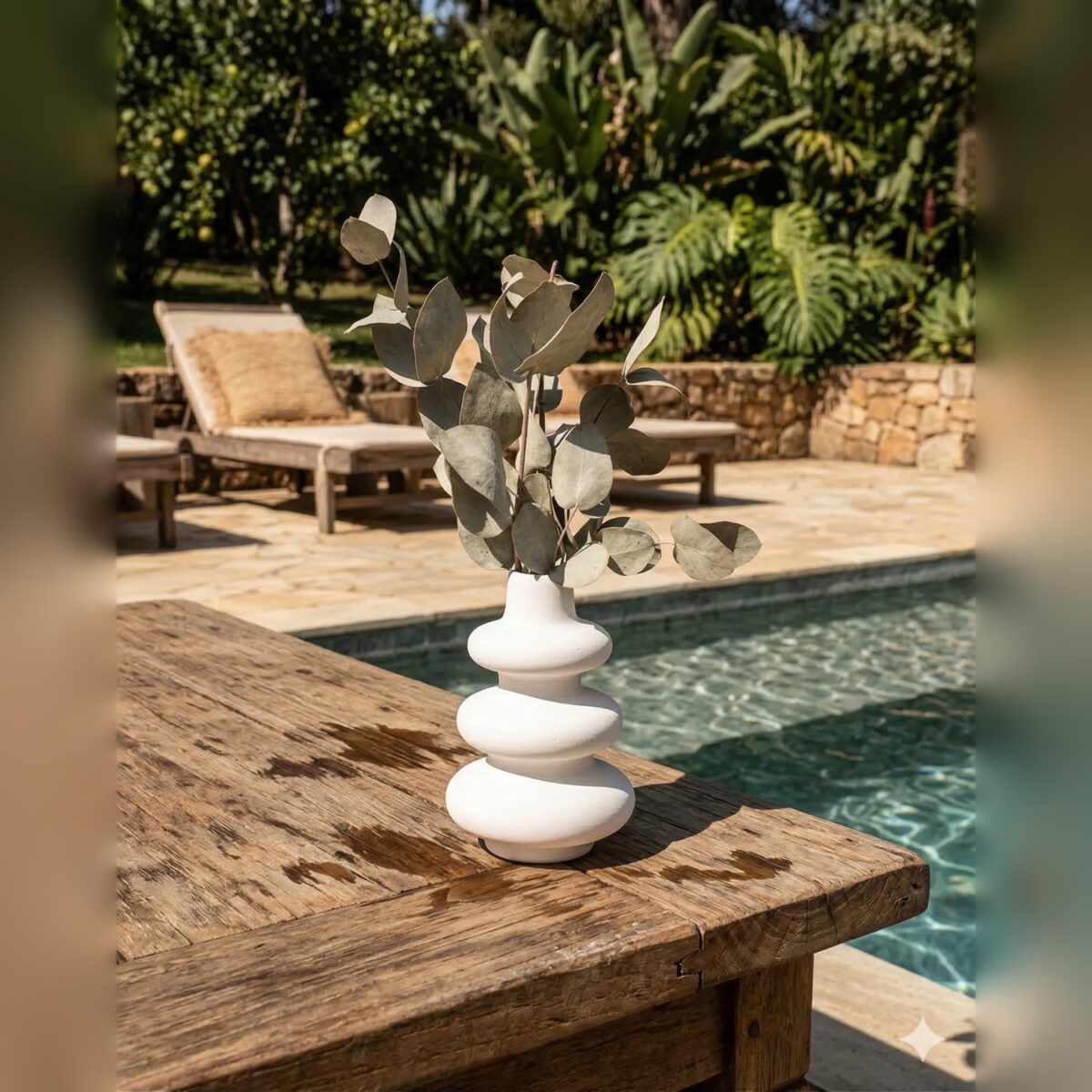 Vaso de Mesa Artesanal Flow — Cimento Branco Egípcio