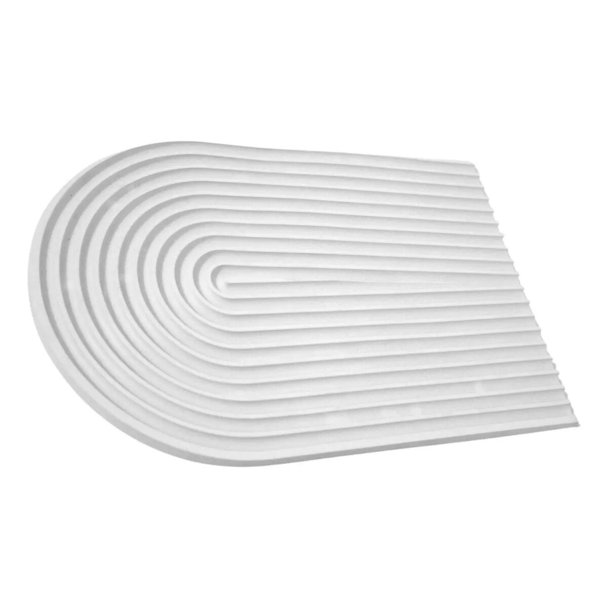 Bandeja Decorativa de Cimento Branco Arco com Listras