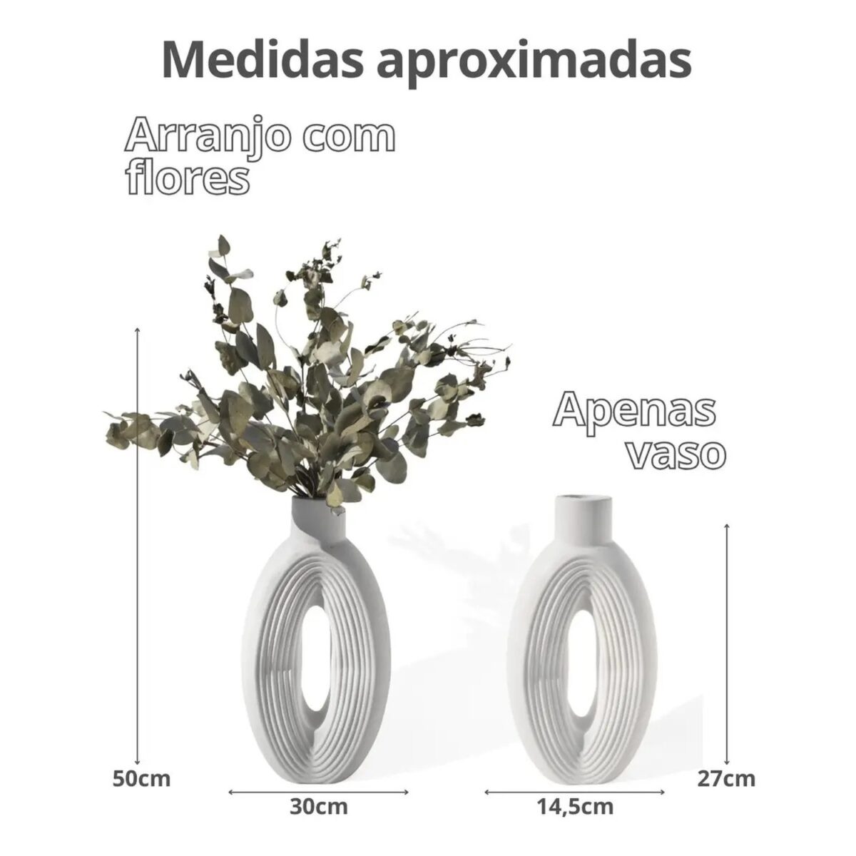 Arranjo de Flores Secas com Vaso Eclipse de Cimento