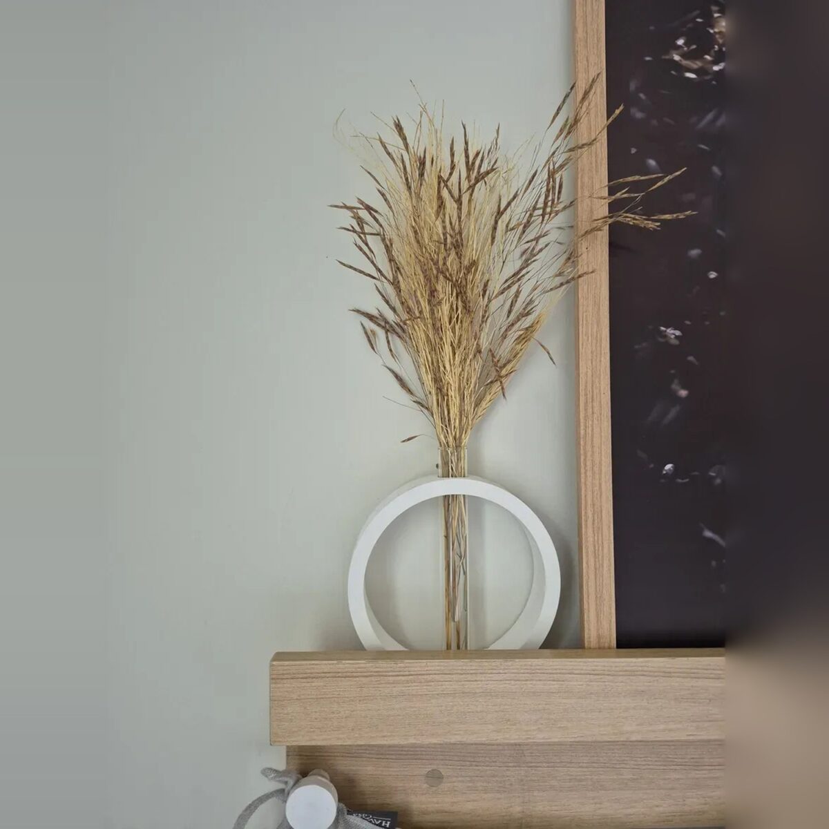 Vaso Solitário Decorativo Anel Branco em Vidro Tubo