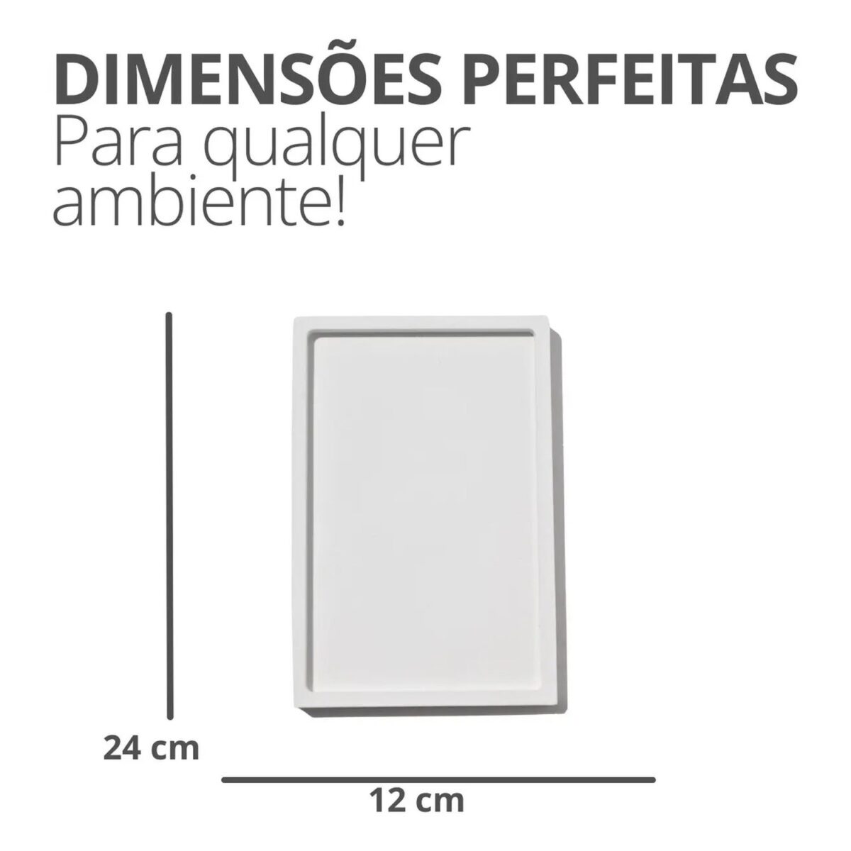 Bandeja de Cimento Branco Retangular Artesanal Aleta