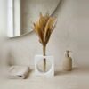 Vaso Cubo Decorativo Branco com Tubo de Vidro Solitário