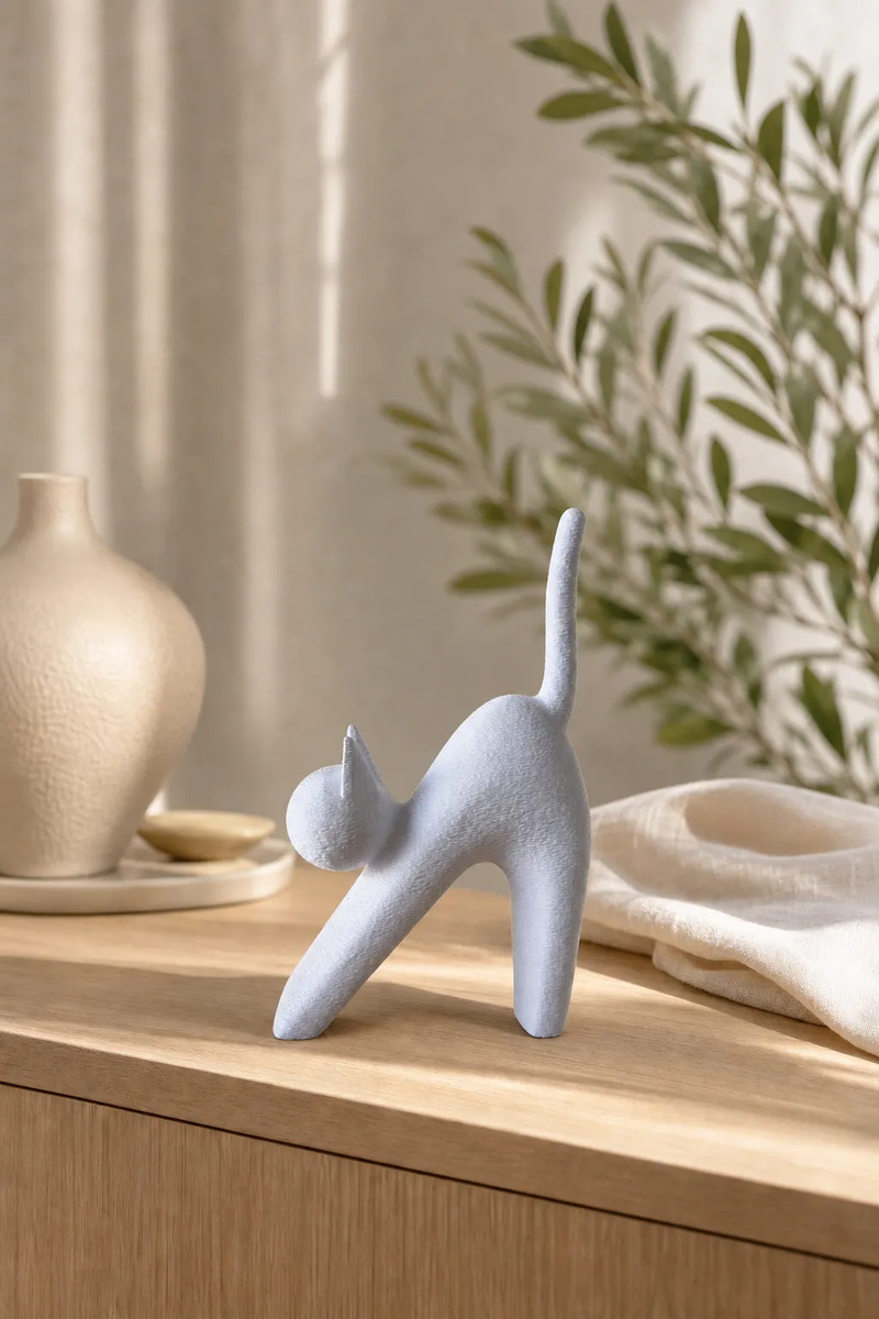 D_966744-MLB112214251220_062026-O Estatueta Gato Minimalista Branca Impressa em 3D