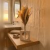 Vaso Cubo Decorativo Branco com Tubo de Vidro Solitário