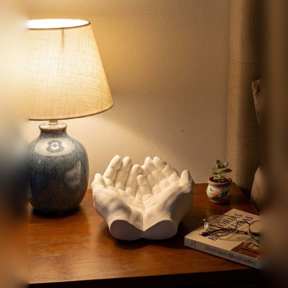 Porta Objetos Decorativo Mãos 15,5cm em Cimento Artesanal Porta Objetos Decorativo Mãos 15,5cm em Cimento Artesanal