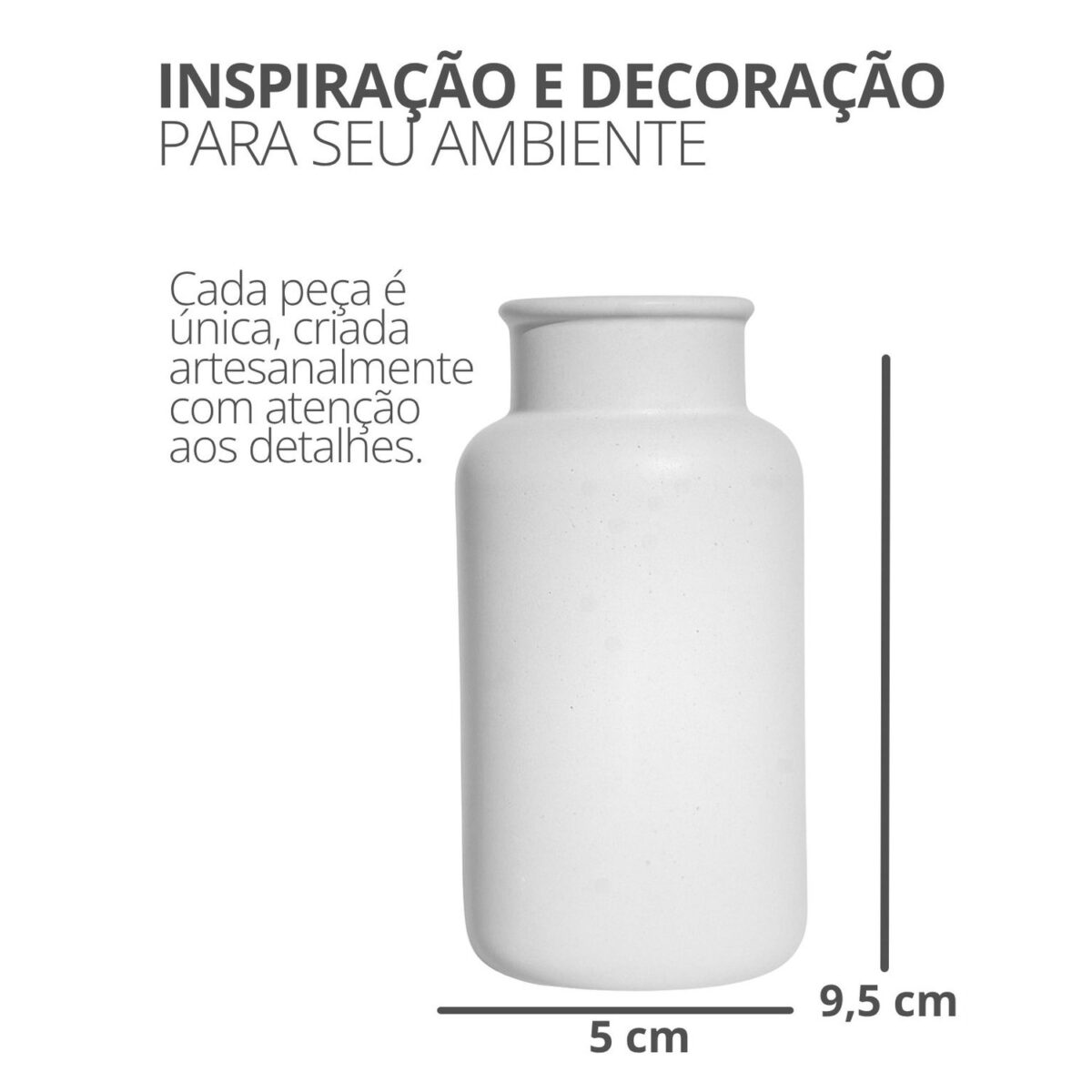 Mini Garrafa Lisa Clássica Artesanal 9,5x5cm em Cimento