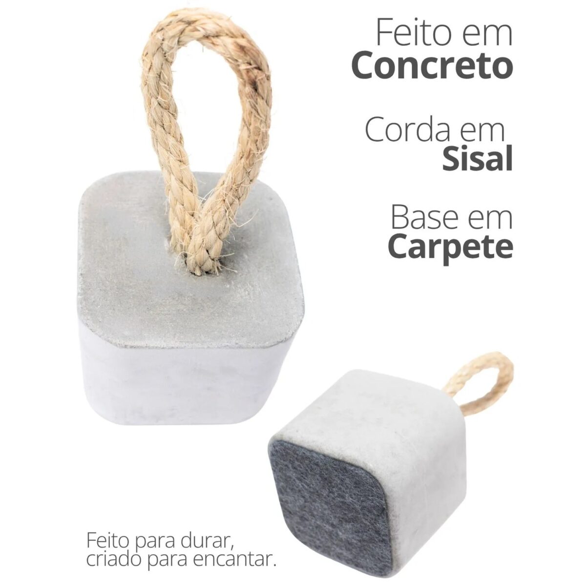 Peso de Porta Artesanal Cubo 1,5Kg Concreto com Base Anti Risco