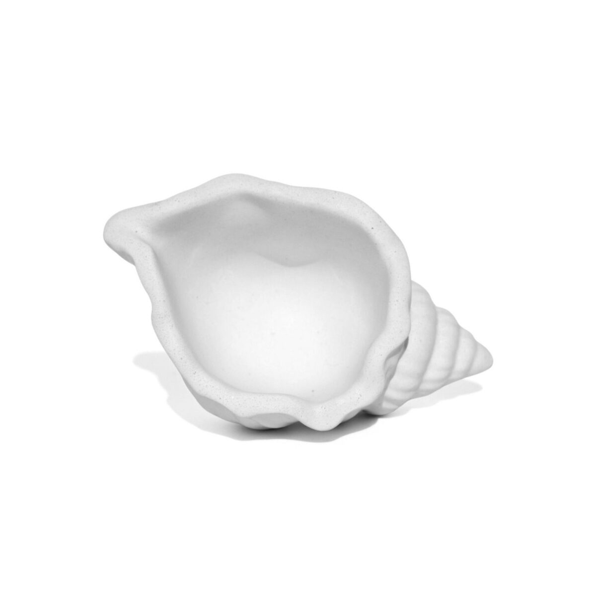 Porta Objetos Artesanal Concha Listras 11,5×7,5cm Em Cimento Branco Porta Objetos Artesanal Concha Listras 11,5×7,5cm Em Cimento Branco