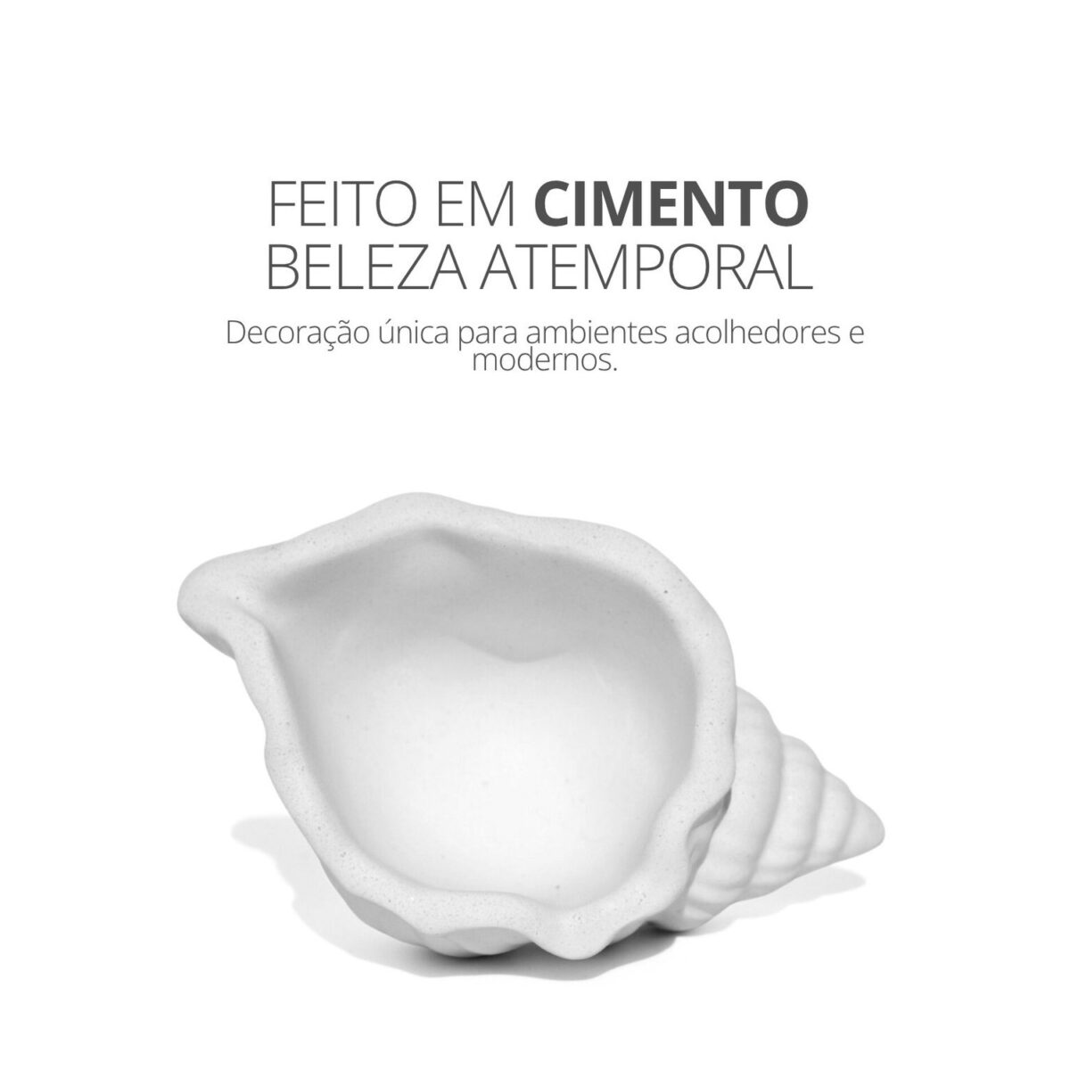 Porta Objetos Artesanal Concha Listras 11,5×7,5cm Em Cimento Branco Porta Objetos Artesanal Concha Listras 11,5×7,5cm Em Cimento Branco