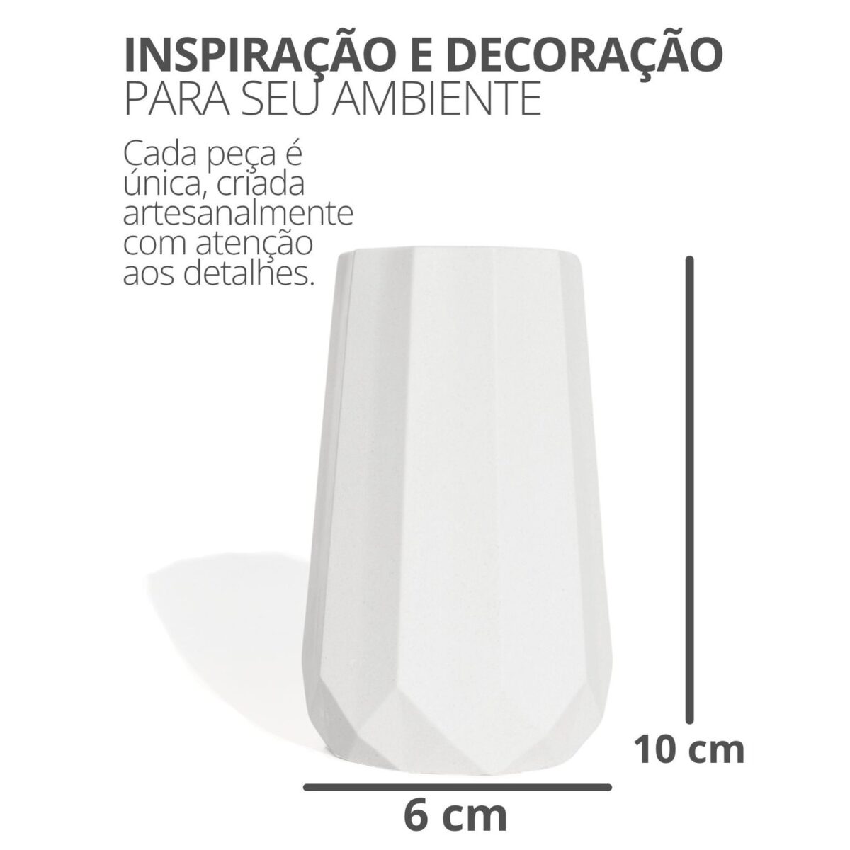 Mini Garrafa Losangos Artesanal 10x6cm em Cimento Branco